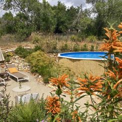 Zwembad omgeven door groen | accommodatie Quinta Maragota Oost Algarve